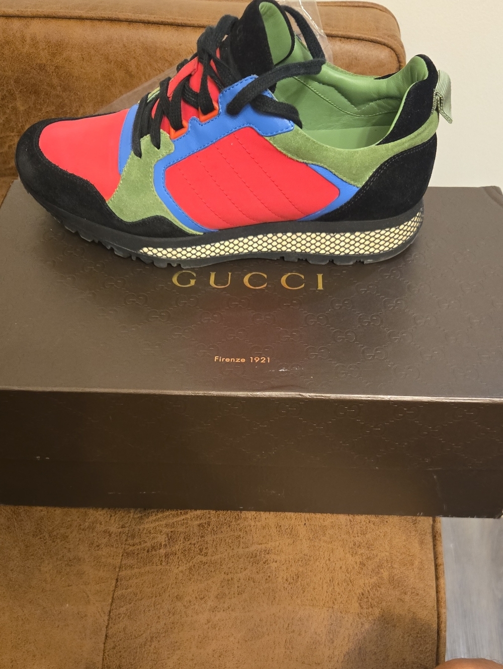 Gucci Red, Green, Blue & Black Suede Mesh Runner